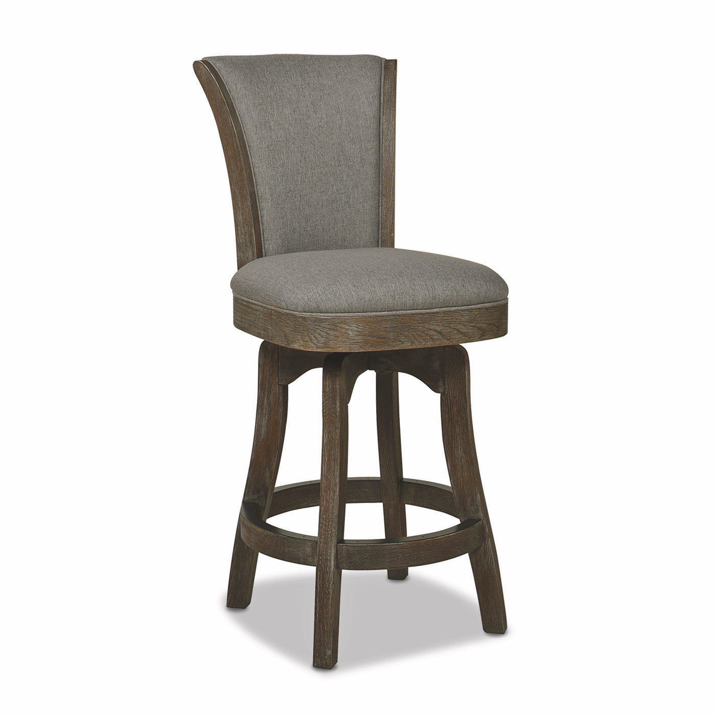 Henry 27 Armless Swivel Counter Height Bar Stool, Heathered Grey Linen Gray Foam Linen
