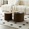 Mdf Nested Table Set 2 Pieces, Handcrafted Round Coffee Table In Living Lounge Area, Walnut Color Walnut Round Round Mdf