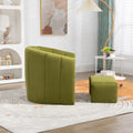 Coolmore Accent Chair With Ottoman, Mid Century Modern Barrel Chair Upholstered Club Tub Round Arms Chair For Living Room Bedroom Office Olive Green Velvet Olive Green Foam Velvet
