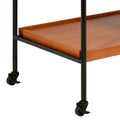 Honey Oak And Black Serving Cart With Stemware Rack Honey Dining Room Rectangular Kitchen Carts Wood Metal Small Less Than 40In