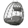 Egg Chair With Stand Indoor Outdoor Swing Chair Patio Wicker Hanging Egg Chair Hanging Basket Chair With Stand For Bedroom Living Room Balcony Gray Steel