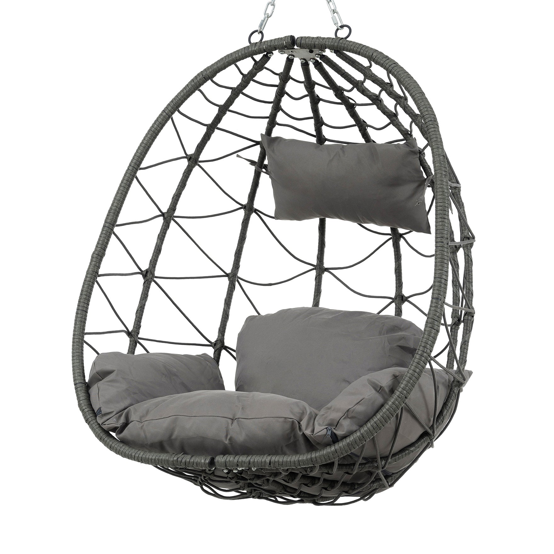 Egg Chair With Stand Indoor Outdoor Swing Chair Patio Wicker Hanging Egg Chair Hanging Basket Chair With Stand For Bedroom Living Room Balcony Gray Steel