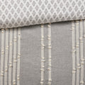 3 Piece Cotton Jacquard Comforter Set Gray Full Queen Queen Gray Cotton