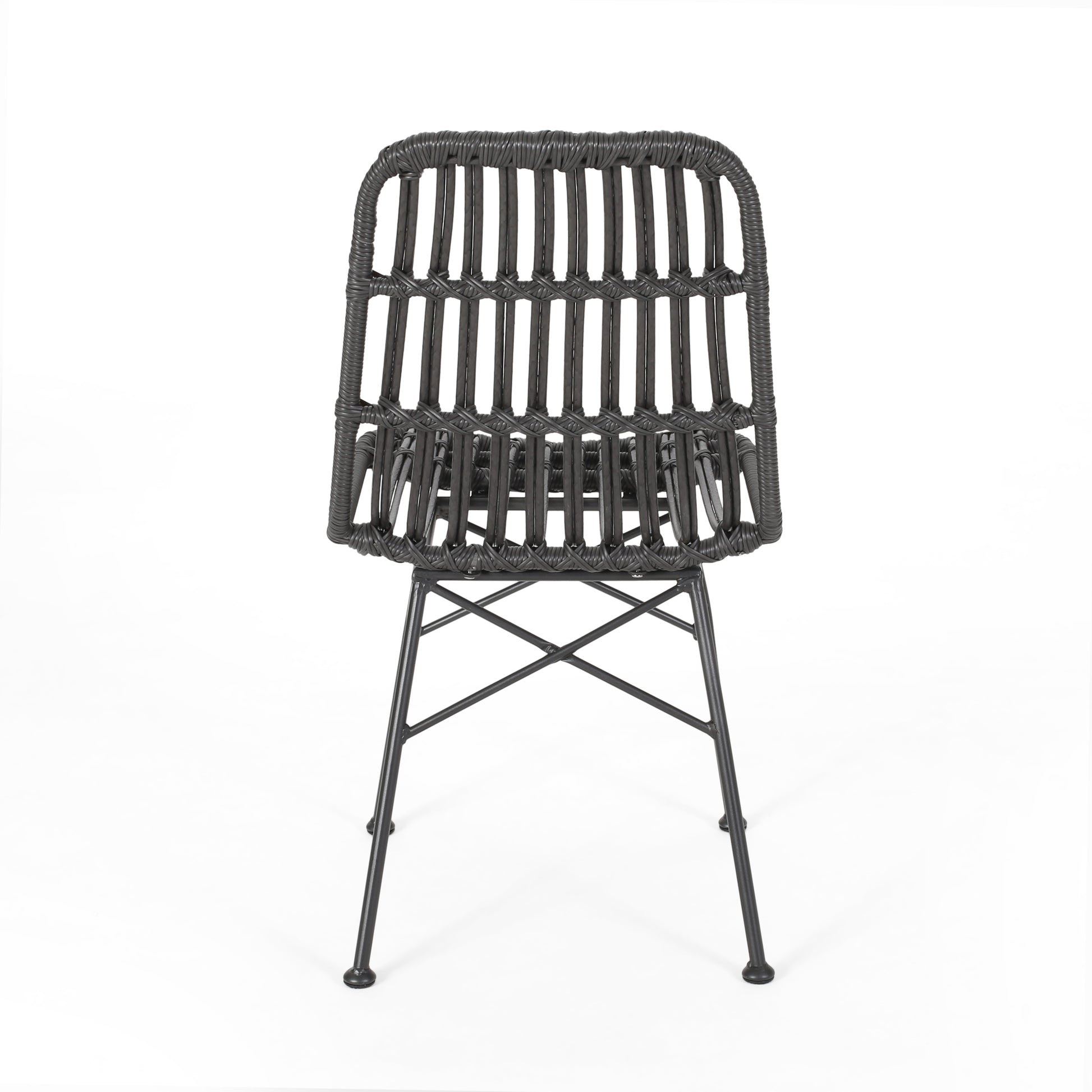 Sawtelle Chair Grey Rattan Metal