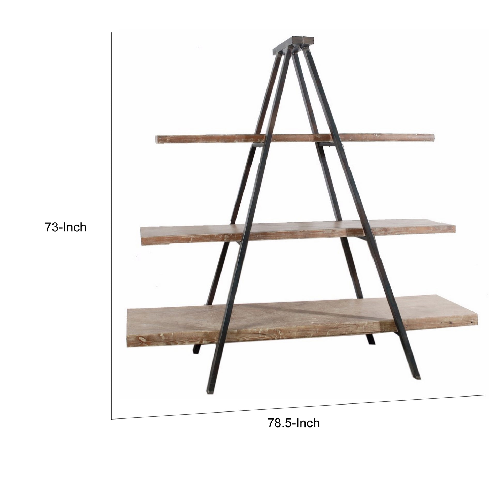 Rustiy Charmed 3 Tier Ramsden Bookshelf Brown Black Wood Metal