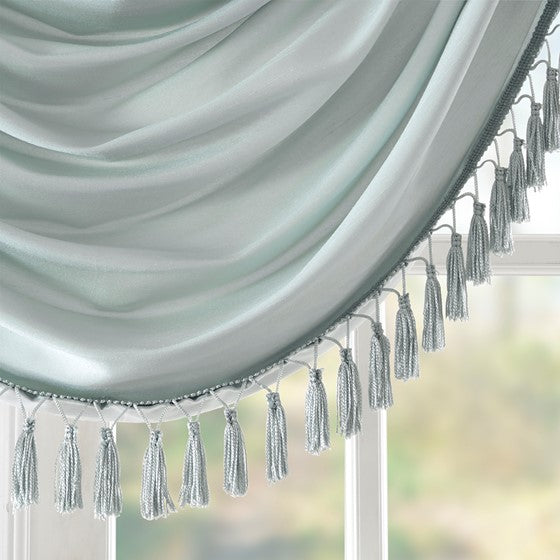 Faux Silk Waterfall Embellished Valance Dusty Aqua 38X46" Dusty Aqua Polyester