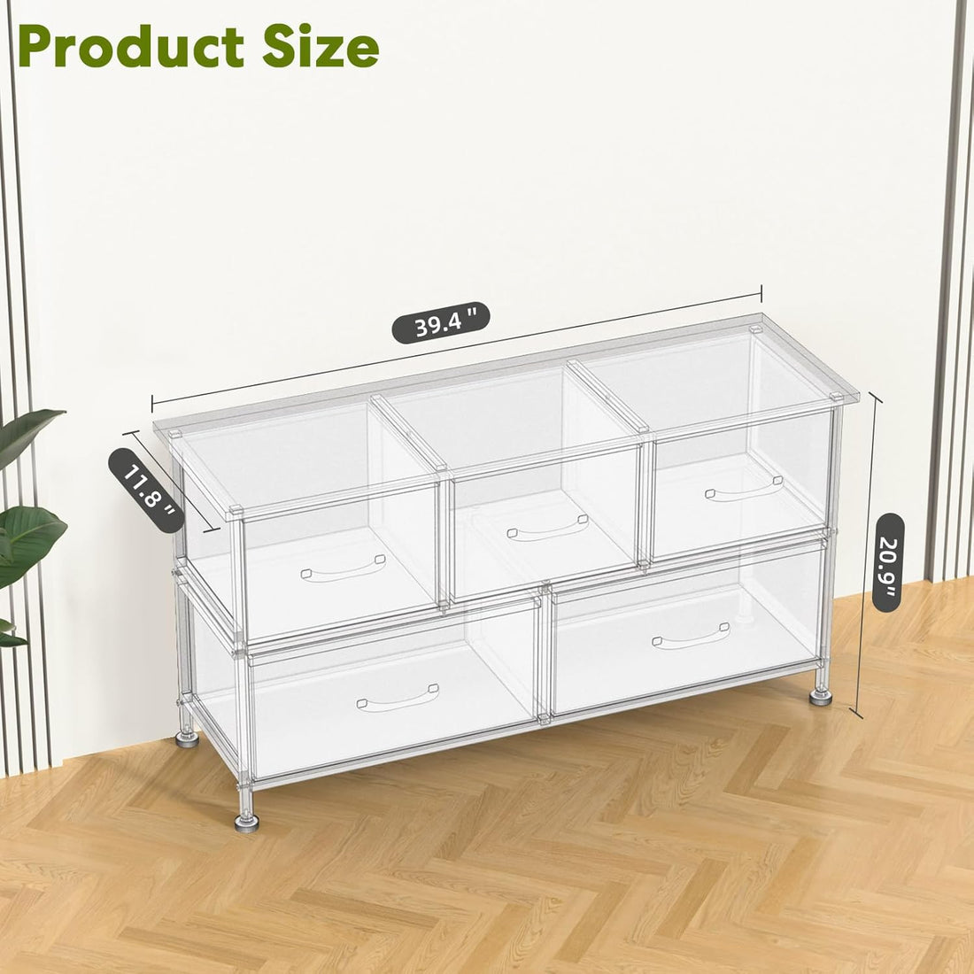 Simple Deluxe 5 Drawers Dresser For Bedroom, Kidsroom Furniture, Wide Chest Of Drawers, Storage Organizer Units With Fabric Bins For Closet, Metal Frame, Waterproof Wood Top, Adjustable Feet, Gray
