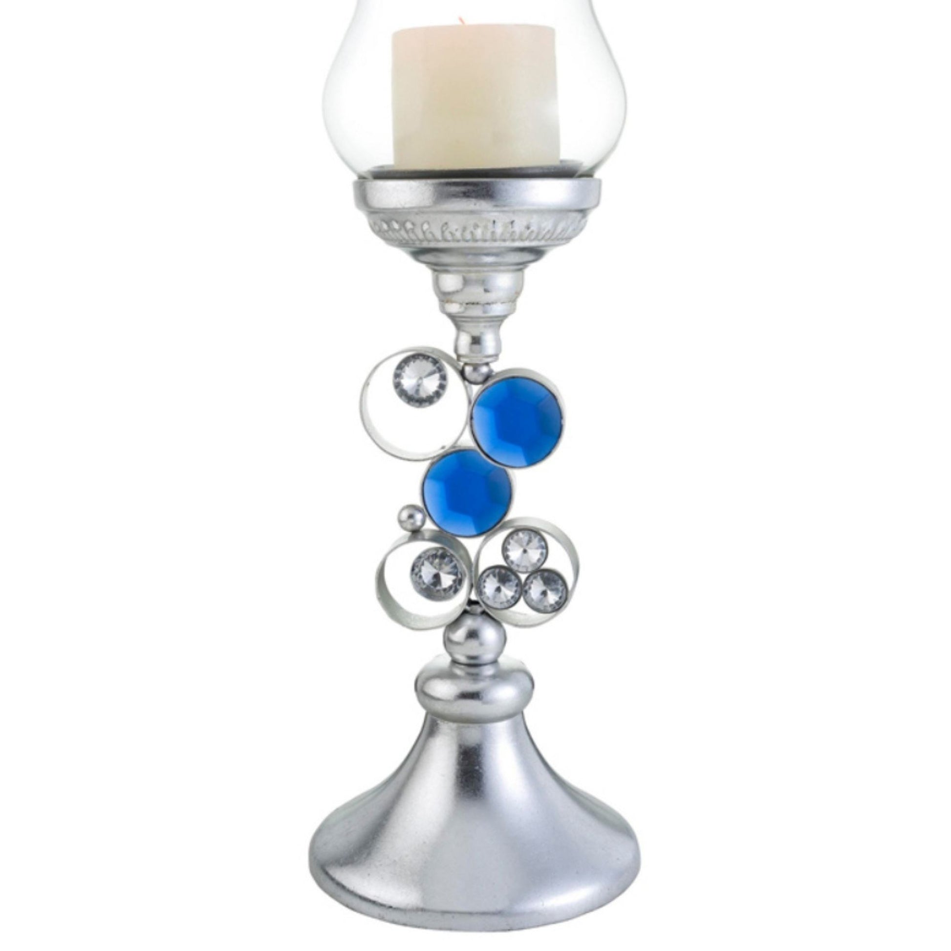 18" Tall Polyresin" Dazzle" Candleholder, Silver Finish Silver Polyresin