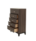 Bedroom Furniture Rustic Grey Oak Simple 1Pc Tall Chest 5 Drawers Storage Solidwood Chest Gray Bedroom Modern,Transitional Pine Particle Board Mdf,Solid Wood