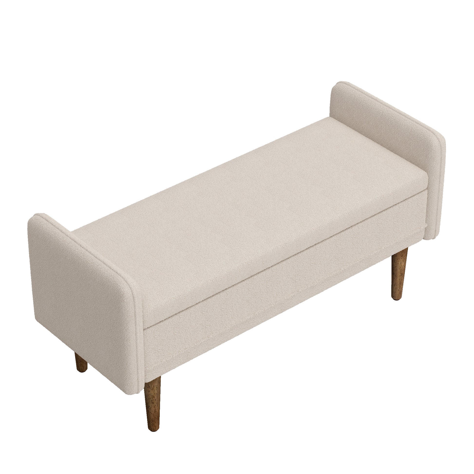 Teddy Velvet Storage Stool, ,With Storage Space, Suitable For Apartments, Living Rooms And Bedrooms Beige 45.98"*16.75"*21.75" Beige Foam