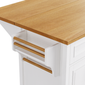 K&K 52'' Kitchen Island With Drop Leaf, Embossed Texture Kitchen Island On Wheels With Spice Rack, Towel Rack, 2 Doors And 5 Drawers, Kitchen Storage Cart With Adjustable Shelf For Kitchen, White
