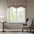 Jacquard Window Rod Pocket Valance With Beads Blue Brown 50X18