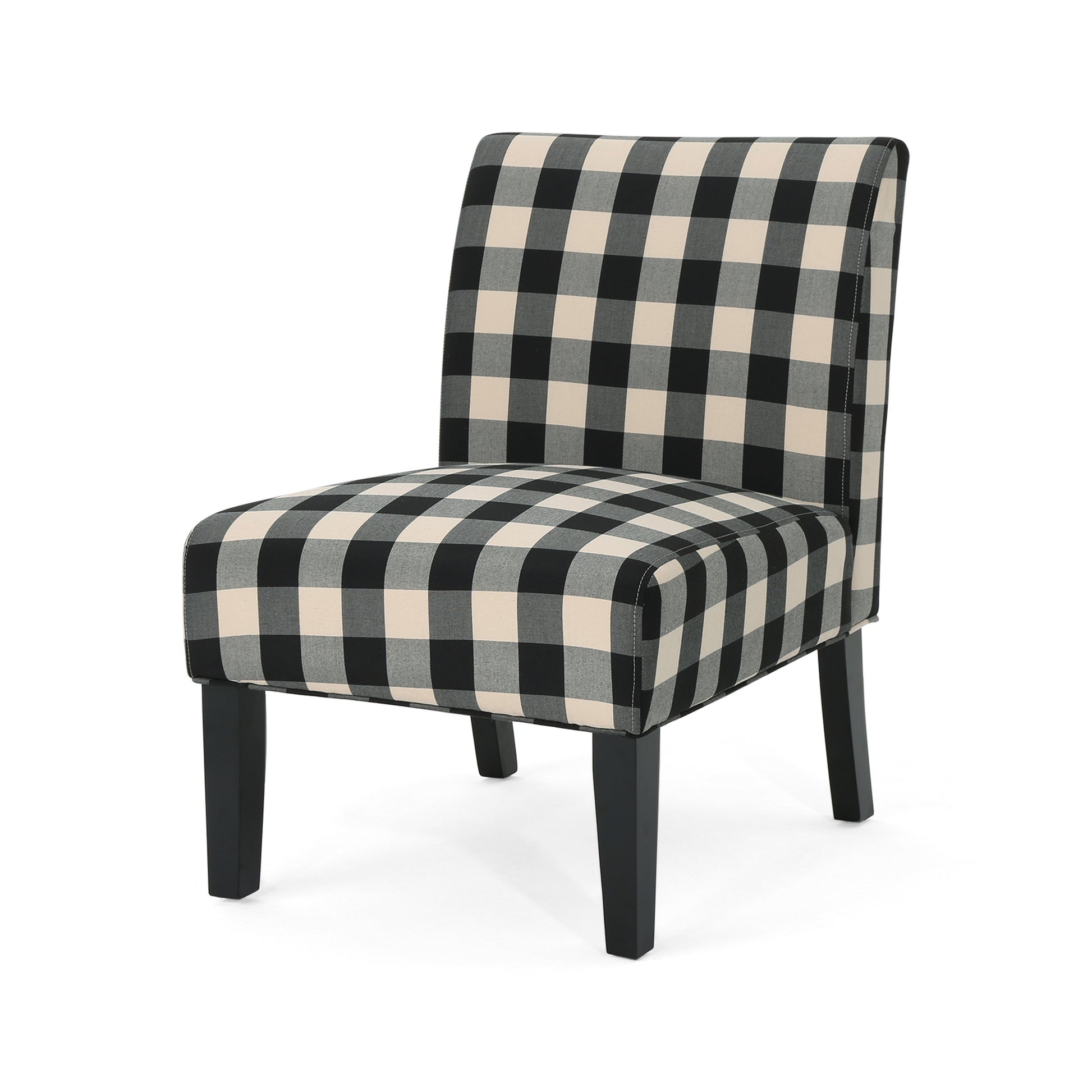 Accent Chair Black White Fabric
