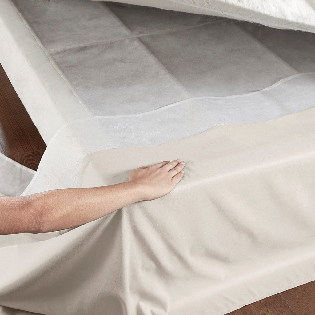 Wrap Around Adjustable Bedskirt Ivory One Size Ivory Microfiber