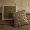 7 Pc Pieced Faux Suede Comforter Set Natural Full Full Natural Polyester
