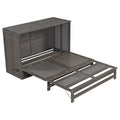 Queen Size Murphy Bed With Built In Charging Station, Antique Grey Box Spring Not Required Queen Antique Gray Wood Pine Wood