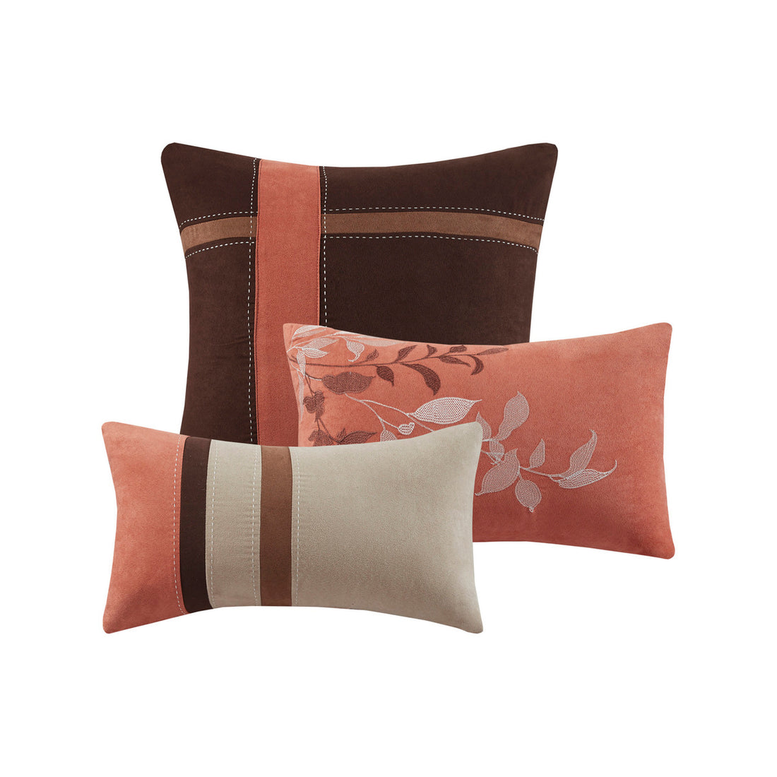 7 Piece Faux Suede Comforter Set Coral King King Coral Polyester