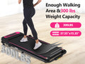 Folding Walking Pad Under Desk Treadmill For Home Office 2.5Hp Walking Treadmill With Incline 0.5 7.5Mph 300Lbs Capacity Treadmill For Walking Running Two Ways To Adjust Speed Indoor Fitness Pink