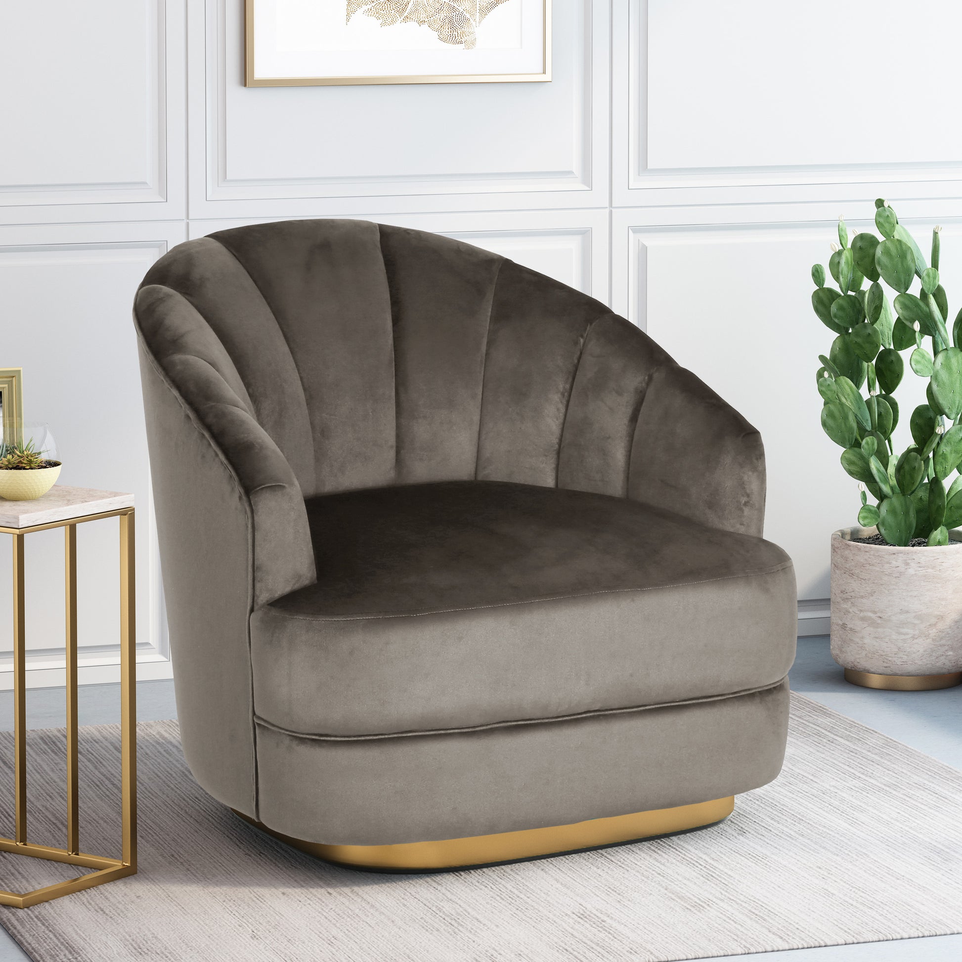Arm Chair Grey Velvet