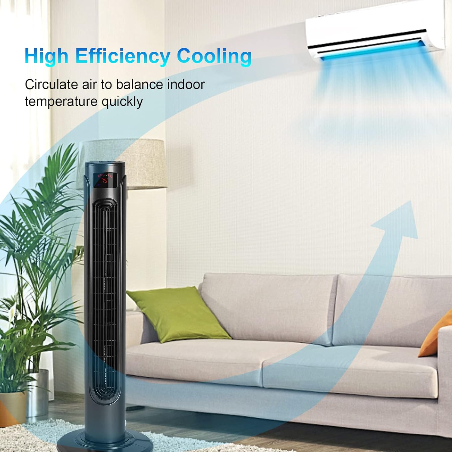 37 Inch Electric Oscillating Tower Fan With Remote Control For Indoor, Bedroom And Home Office, Black Black Plastic
