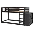 Twin Over Twin Bunk Bed With 4 Drawers And 3 Shelves Espresso Twin Espresso Solid Wood