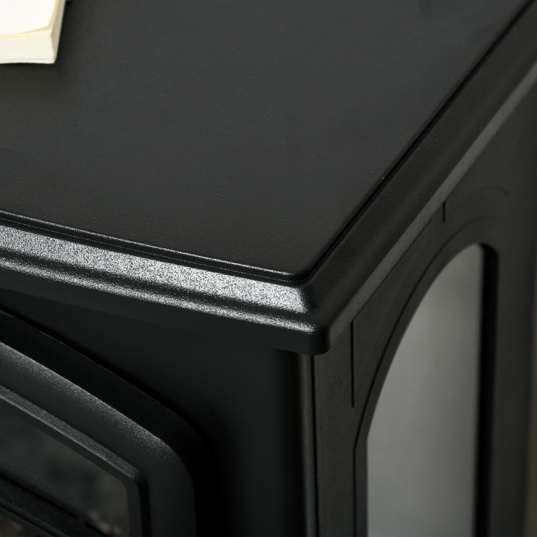 Homcom Electric Fireplace Stove, 22" Freestanding Fireplace Heater With 3 Sided Realistic Flame, Overheating Protection, Adjustable Temperature, Portable, 750W 1500W, Black Black Abs