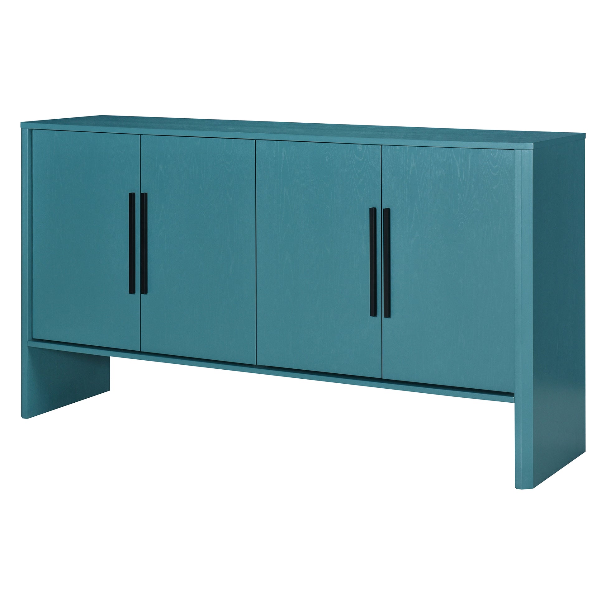 4 Door Large Storage Retro Sideboard With Adjustable Shelves And Long Handles For Kitchen, Dining Room And Living Room Antique Blue Antique Blue Mdf