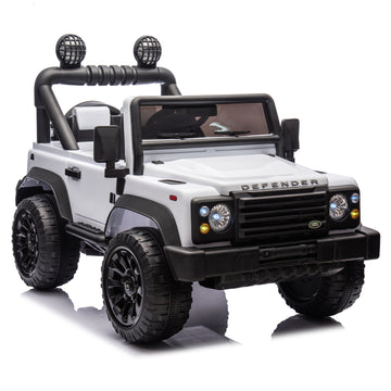 Licensed Land Rover Defender Volta 5008 24V Kids Ride On Car W Parents Control,2Wd,Four Wheel Suspension,Bluetooth,Mp3,Music,Adjustable Volume,Power Display,Led Lights,Speeds 1.86 3.11Mph For Kids 3 7 White Polypropylene