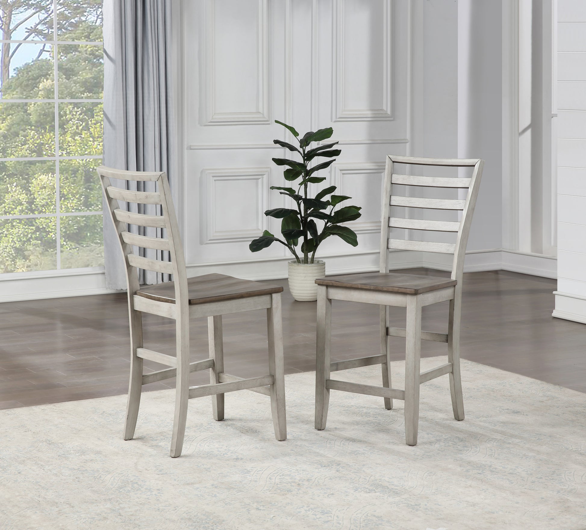 Abacus 5 Piece Dining Set With Drop Leaf Counter Height Table Smoke Grey Smoke Grey Wood