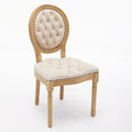 French Style Solid Wood Frame Antique Painting,Hand Pulled Buckle Decoration Velvet Artificial Leather Dining Chair With Trim ,Wood Legs,Steel Spring Inner,Set Of 2,Beige,Sw1739Bg Beige Dining Room American Design Dining Chairs Rubberwood Set Of 2 Foam