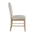Natural Finish Dining Side Chairs Set Of 2, Beige Fabric Upholstered Seat Back Classic Luxury Dining Room Furniture Beige Dining Room Classic Set Of 2 Wood