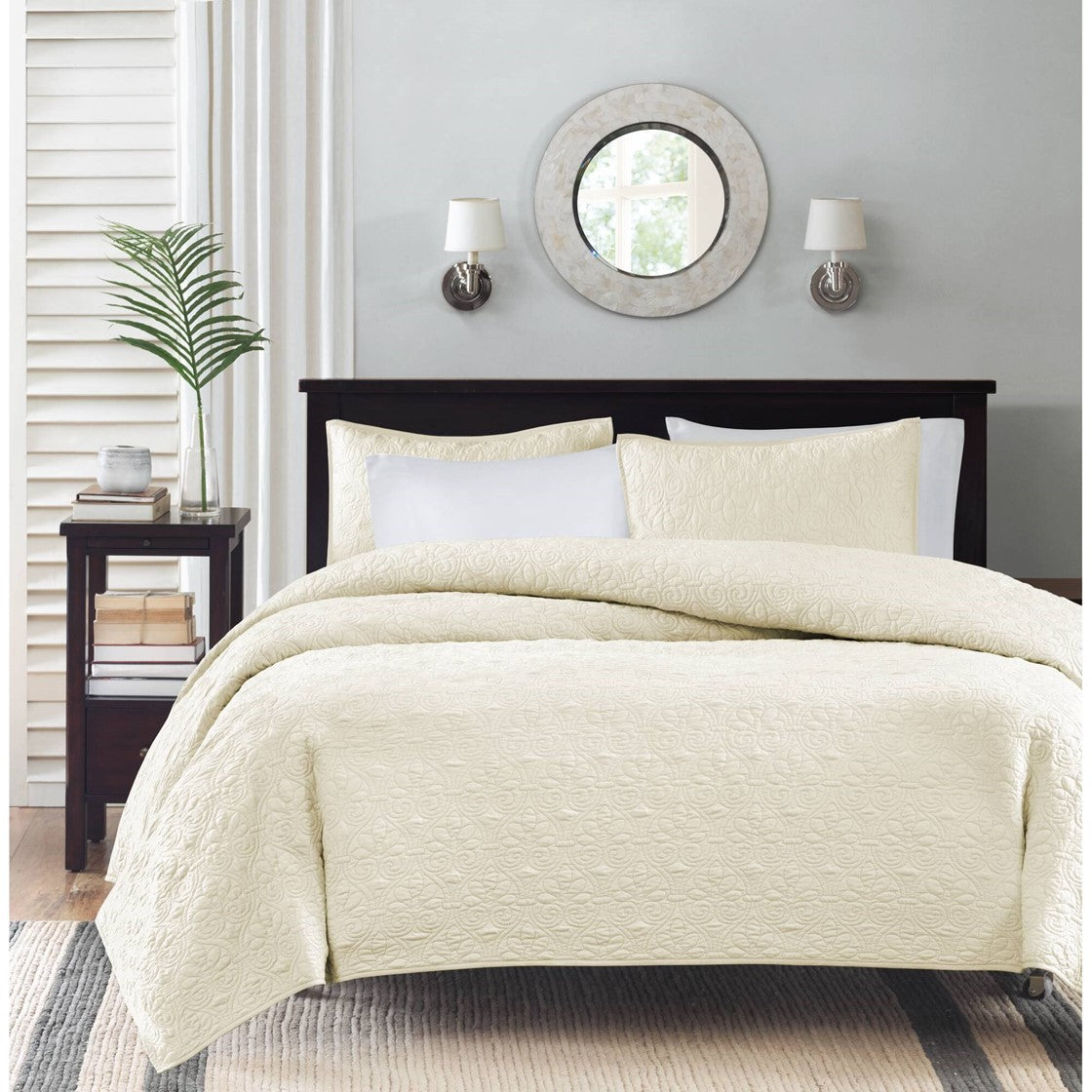 Reversible Quilt Set Cream Twin Twin Xl Cream Cotton