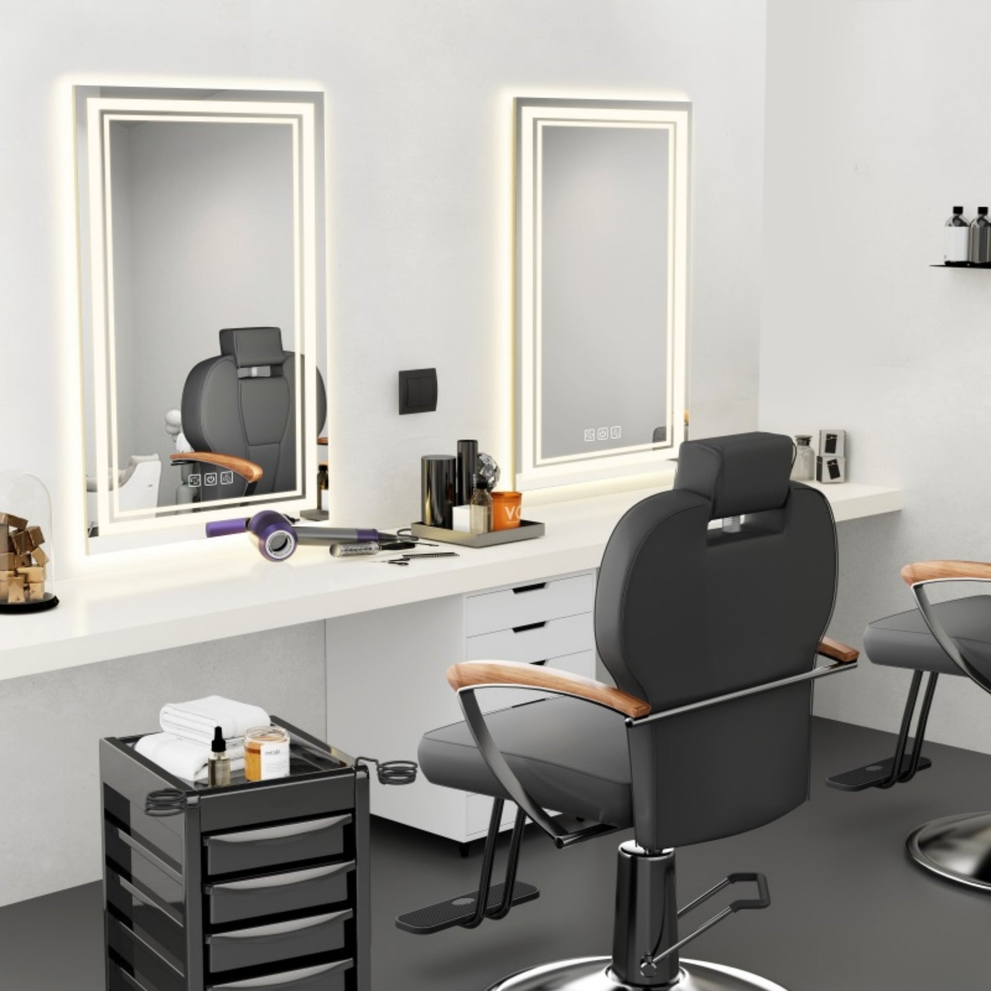 Led Bathroom Mirror 32" X 24" Front And Backlight, 5 Mins Defog, 5Mm Full Hd Reflected Wall Mounted Vanity Mirror, 3 Colors Stepless Dimmable, Cri90 , Memory Function Plug In Hardwire Silver Glass