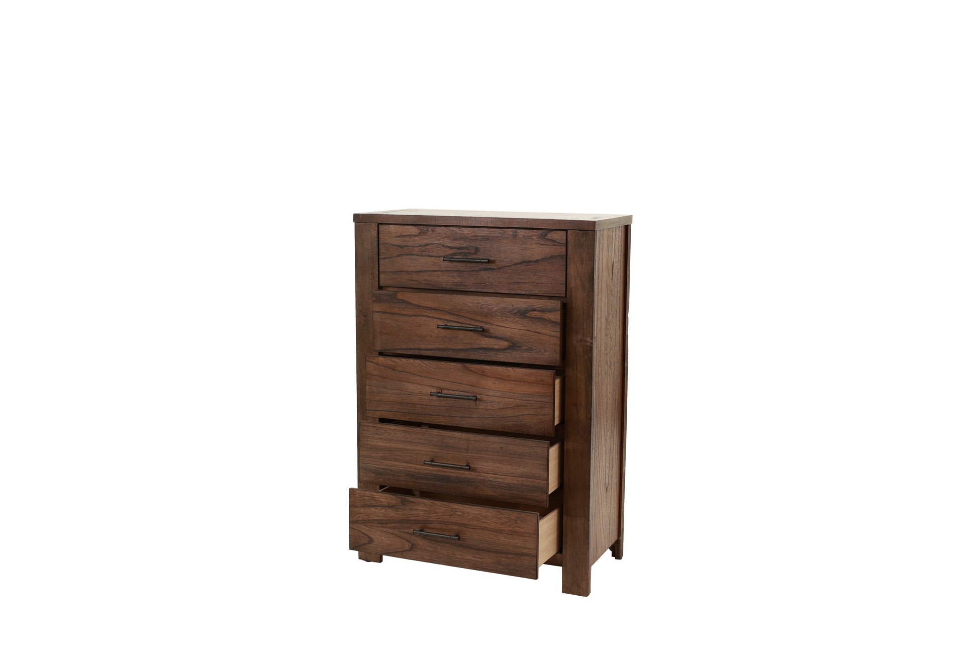 Oak Finish 1Pc Chest Of Drawers Wooden Texture 5X Drawers Storage Bedroom Furniture Oak Bedroom Contemporary,Modern,Transitional Rubberwood Particle Board Mdf,Rubber Wood