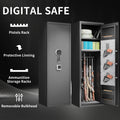 Gun Safes For Home Rifle And Pistols, Fingerprint Electronic Safe With Quick Access, Detachable Partition, No Assembly Required, Black Black Bedroom Classic Metal Metal