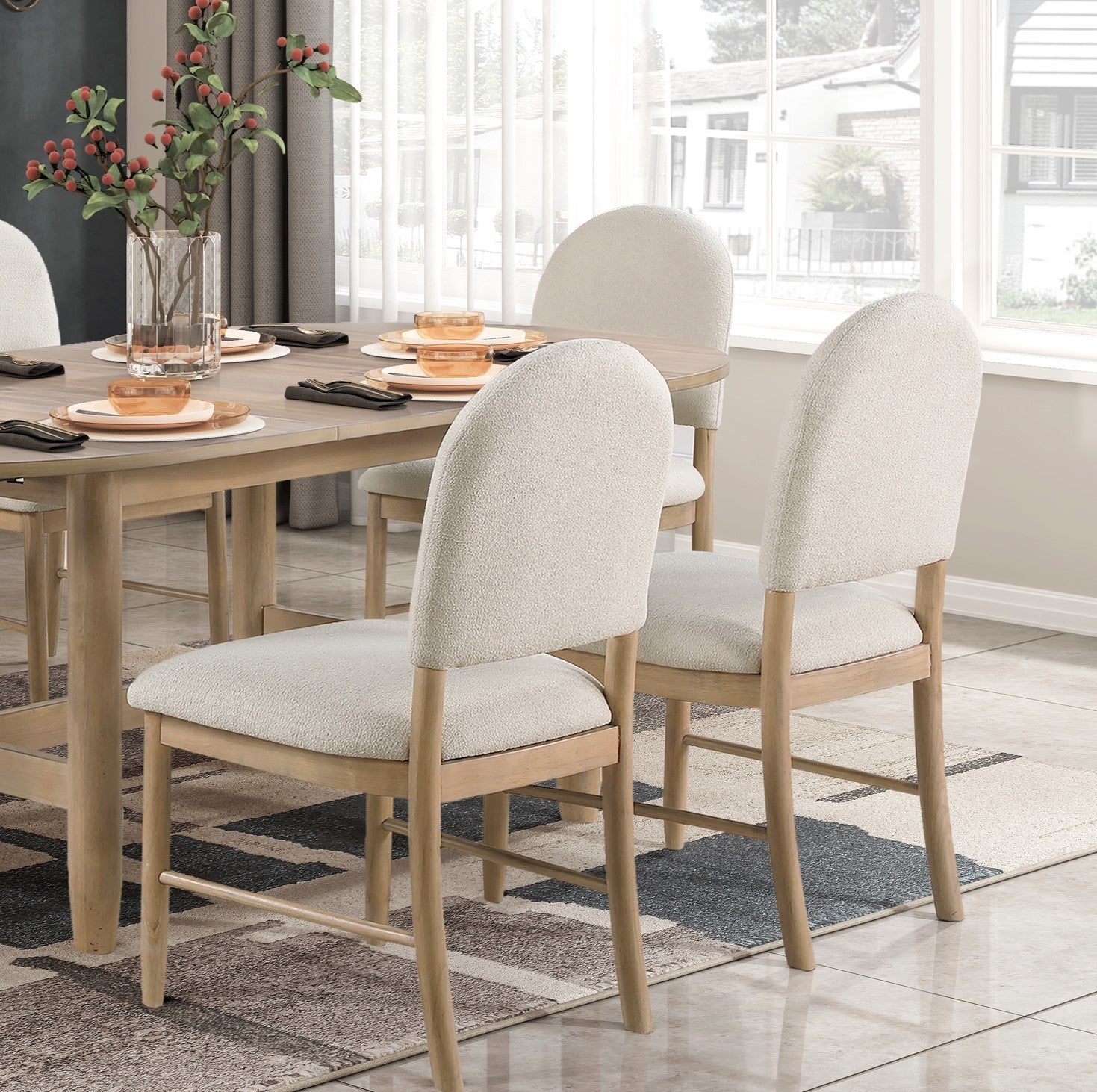Natural Finish Dining Side Chairs Set Of 2, Beige Fabric Upholstered Seat Back Classic Luxury Dining Room Furniture Beige Dining Room Classic Set Of 2 Wood