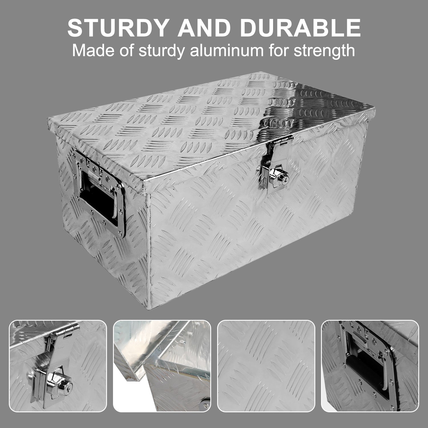 20 Inch Aluminum Truck Tool Box, Truck Bed Tool Storage Box With Side Handle,Lock And 2 Keys, 20.1"X11.8"X9.3", Silver Silver Aluminium