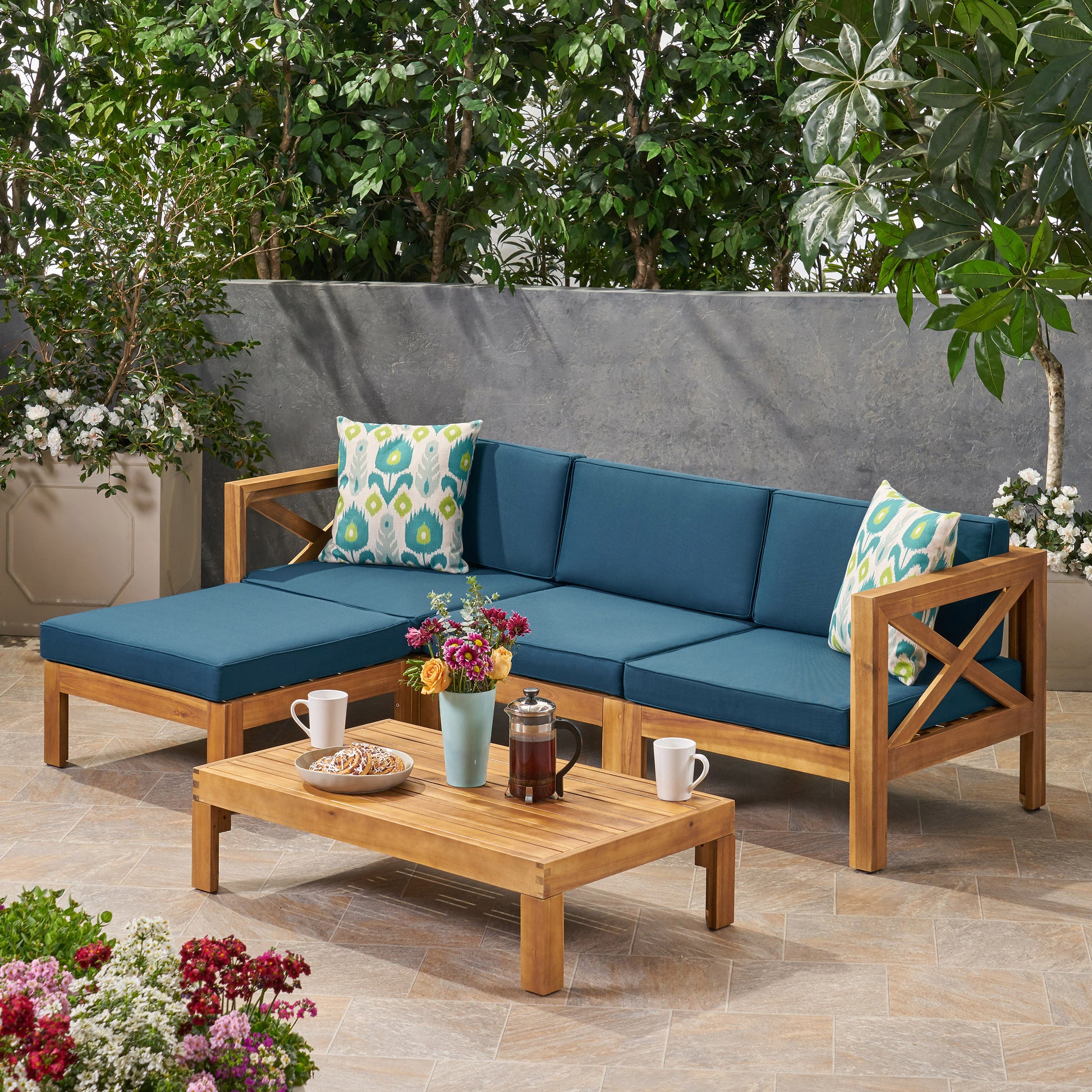 Alcove Lshape Sofa Set,Teak Teak Seats 4 Acacia Wood