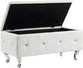 1Pc Glam 38 Inches Storage Ottoman Bench For Upholstered Tufted White Faux Leather Organizer Bedroom Living Room Entryway Hallway Tufted White Faux Leather Primary Living Space Solid White Traditional Foam Faux Leather