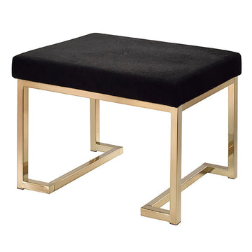 Black And Champagne Ottoman With C Metal Base Black Gold Wood Primary Living Space Solid Black Modern Armless Fabric Metal