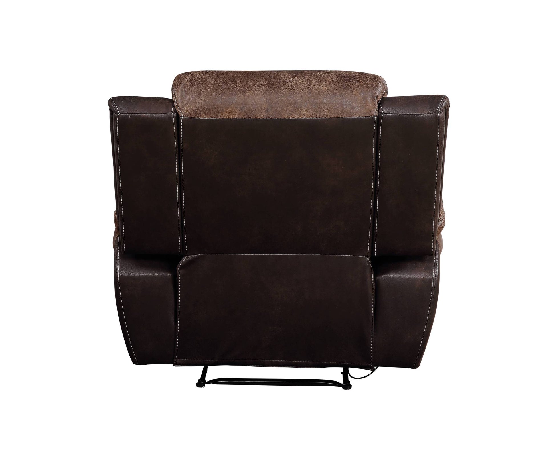 Toffee And Espresso Polished Tufted Recliner Espresso Microfiber Manual Handle Metal Primary Living Space Tight Back Handle Pillow Top Arms Wood Fabric