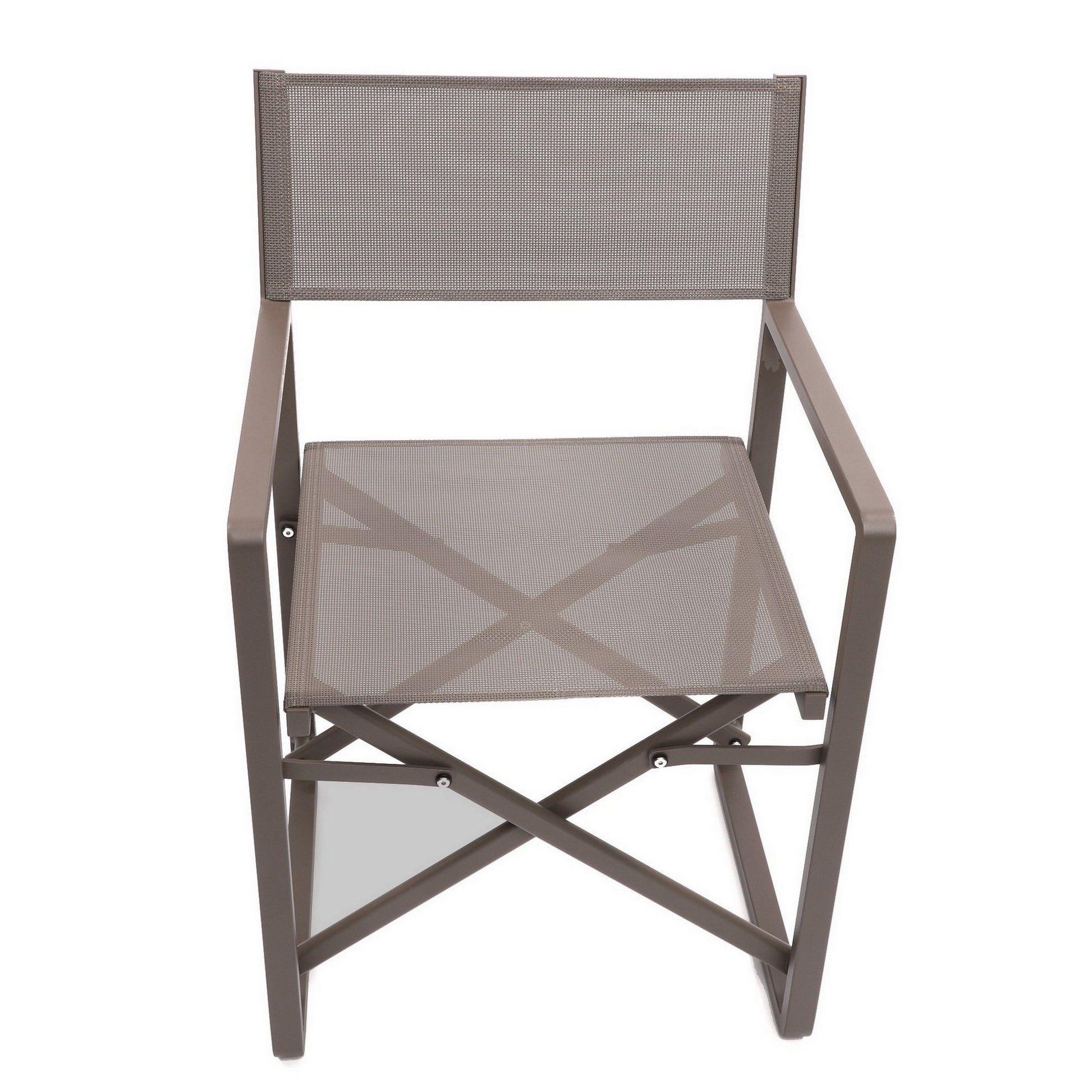 Metal Director Chair With X Shaped Braces, Set Of 2, Espresso Brown Brown Aluminium