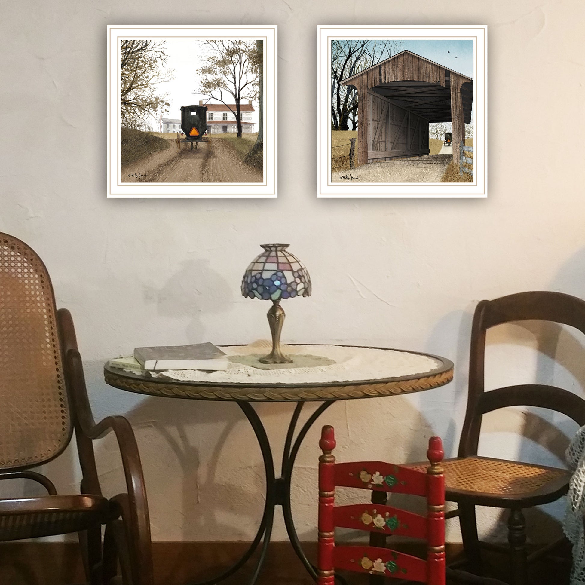 2 Piece Vignette Headin' Home, Miller'S Creek Bridge White Framed Wall Art For Living Room, Bedroom Wall Art Print For Home Decor By Billy Jacobs Multicolor Wood Paper