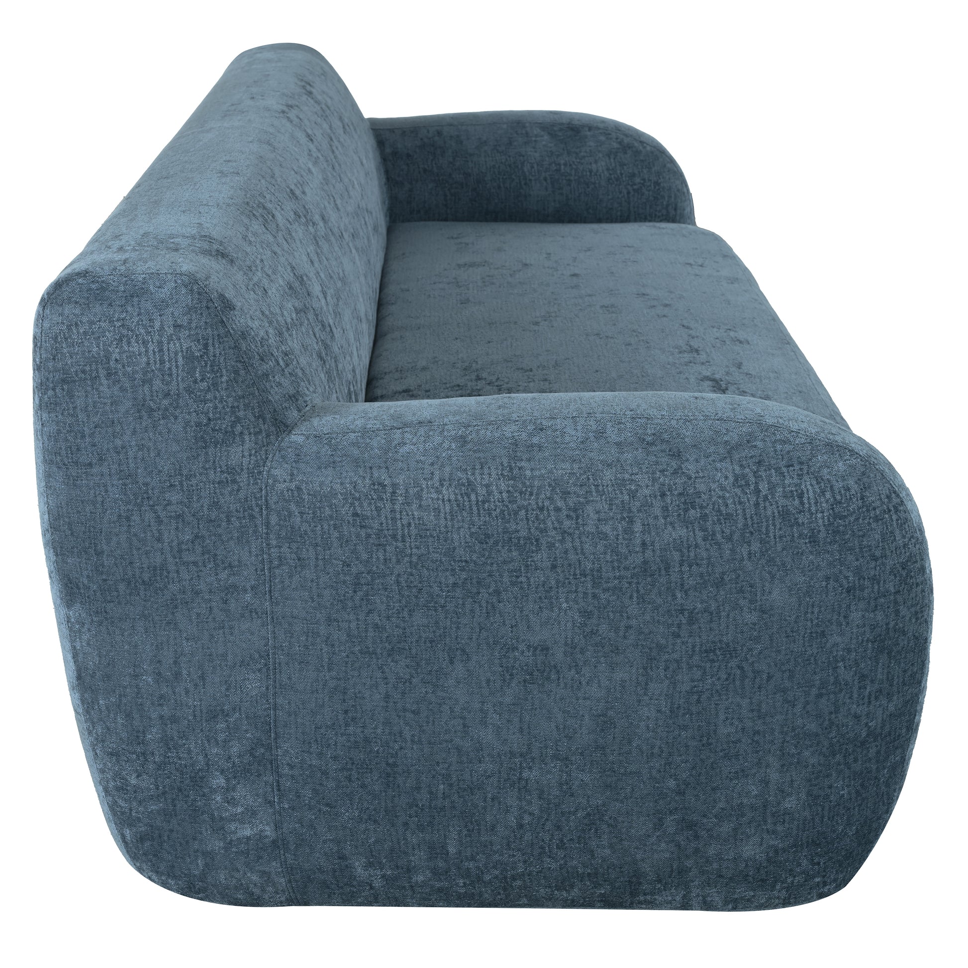 81.5'' Minimalist Curved Upholstered Sofa, 3 Seat Modular Casual Sofa For Living Room, Bedroom, And Apartments Dark Blue Polyester 3 Seat