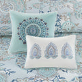8 Piece Cotton Floral Printed Reversible Comforter Set Blue Queen Queen Blue Cotton