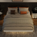 Queen Size Floating Bed With Led Lights Underneath,Modern Queen Size Low Profile Platform Bed With Led Lights,White Queen White Wood Bedroom American Design Pine Bed Frame Pine