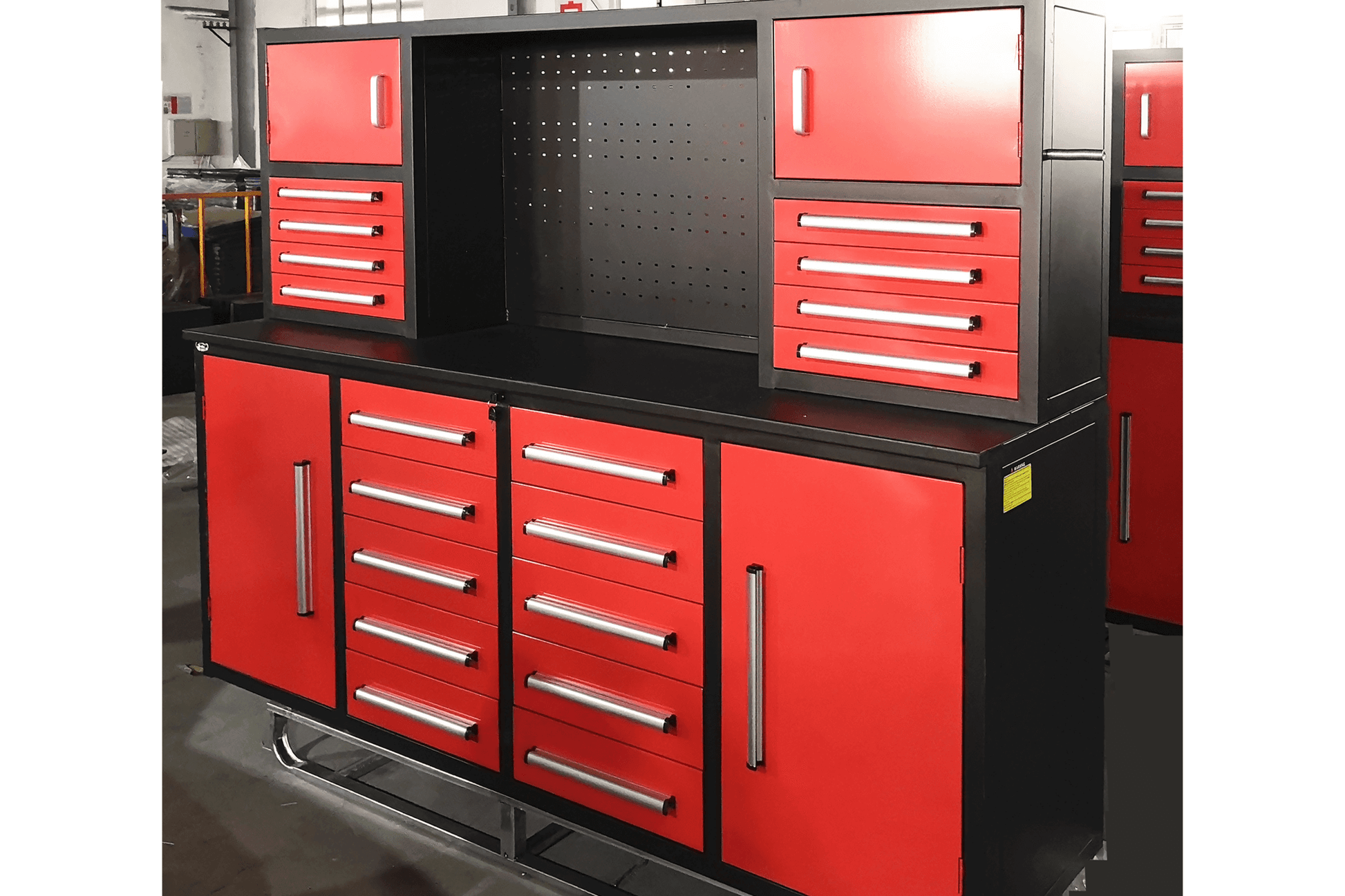 7' Garage Storage Cabinet With Workbench 18 Drawers & 4 Cabinets & Pegboard Red Steel