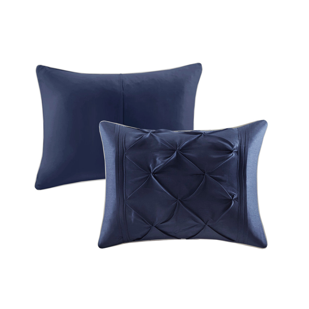 7 Piece Tufted Comforter Set Navy Queen Queen Navy Polyester