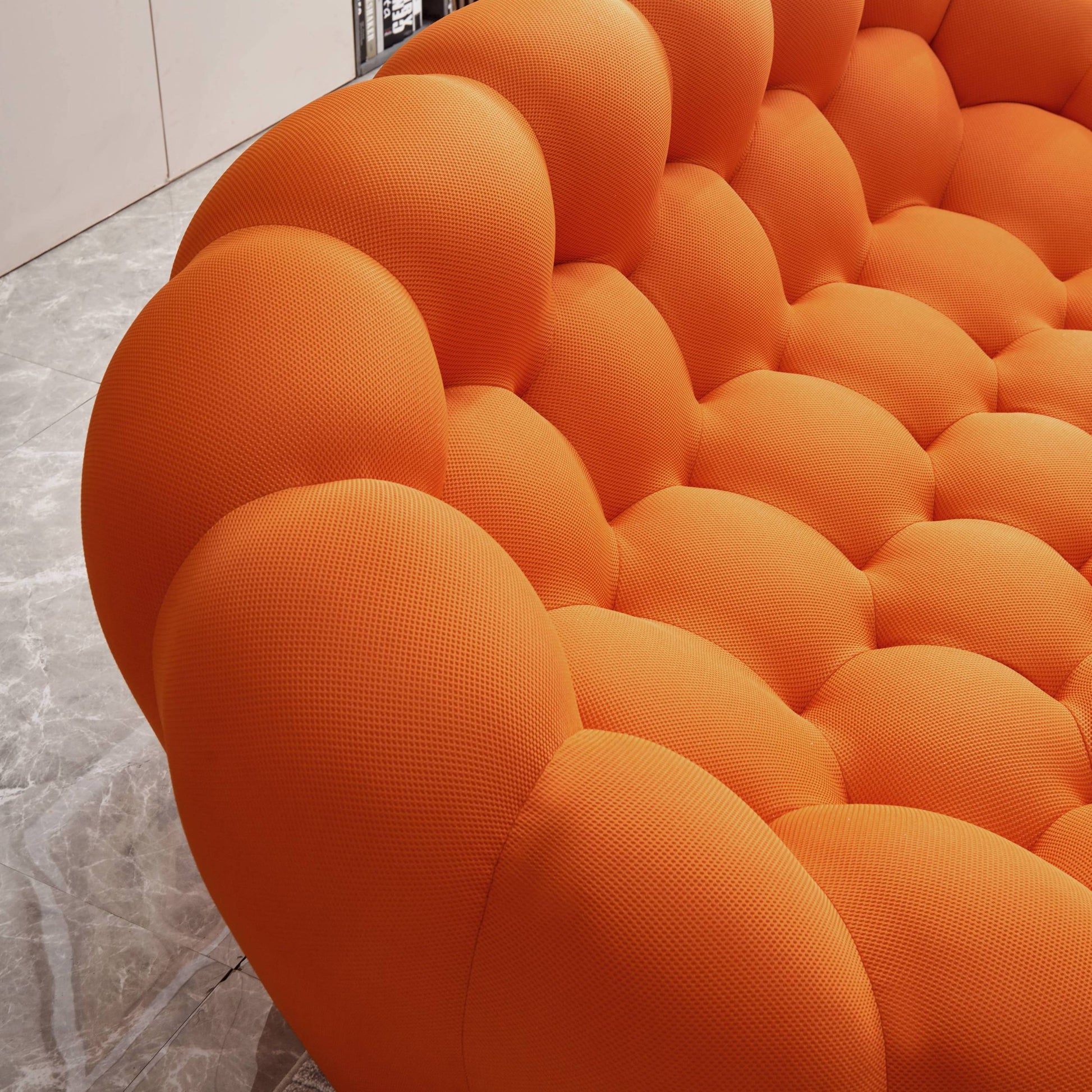 47'' Lazy Floor Sofa, Curved Bubble Chair, Oversized Single Bubble Sofa, Modern 3D Bubble Bean Bag Chiar Sofa For Living Room, Office, Apartment, Reading Room Orange Orange Fabric 1 Seat