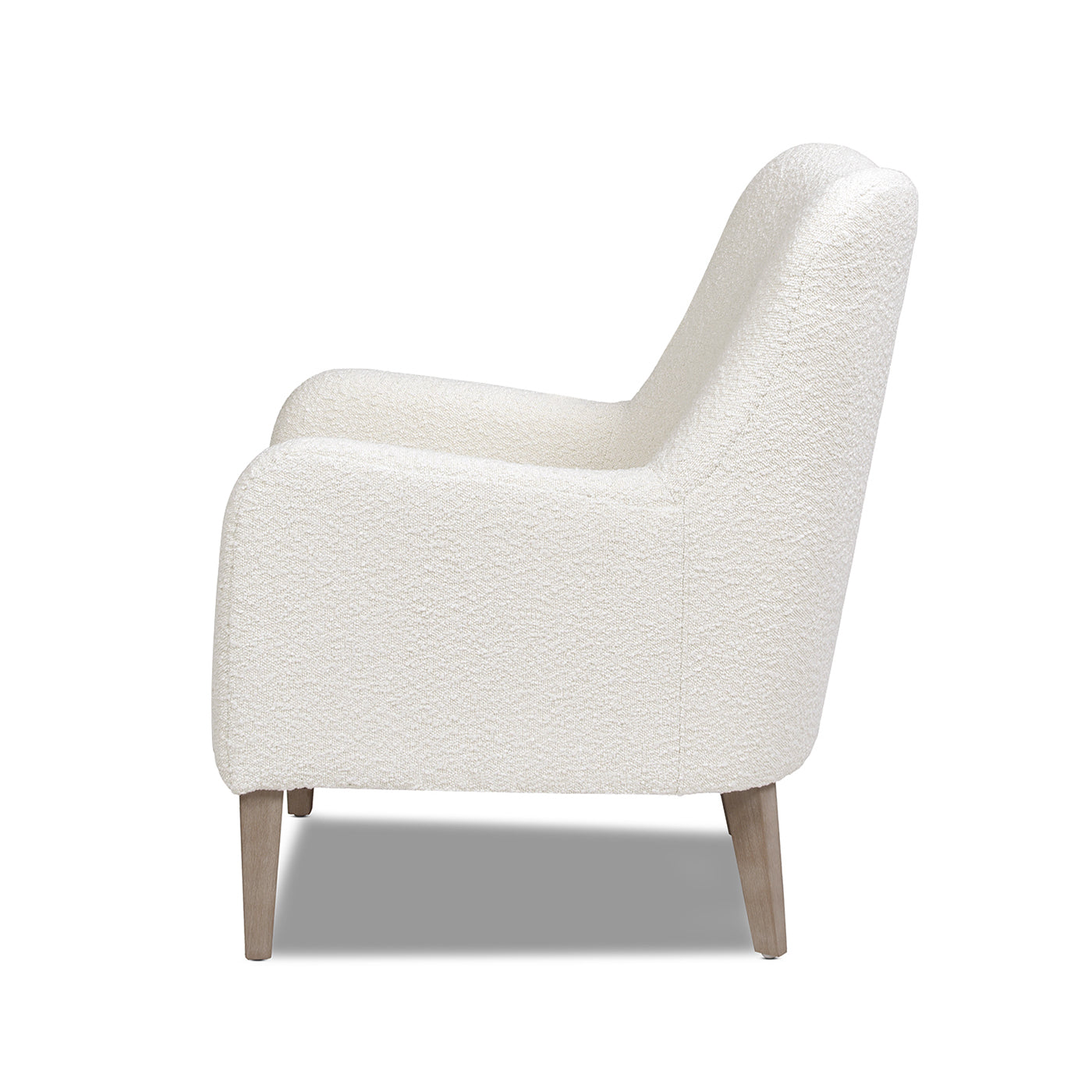 Nimbus 27.5" Curved Accent Chair, Ivory White Boucle White Foam Boucle